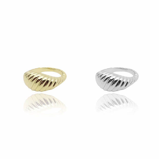 KIKICHIC Croissant Pinky Ring Sterling Silver (925),Twisted Dome Tiny Ring 14k Gold, Slim Croissant Stackable Size 3 Ring Gold, Size 4 Croissant Midi Ring 14k Gold, Minimal Dome Size 3 Ring Silver, Modern Braided  Ring Stacks.