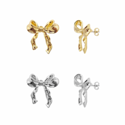 KIKICHIC 18k Gold Bow Ribbon Stud Earrings, Silver Bow Studs Earrings, Tie Bow Luxury Hoops, Wrap Bow Stud Earrings Hypoallergenic, Gold Filled Stud Earrings, Puffed Bow Earrings.