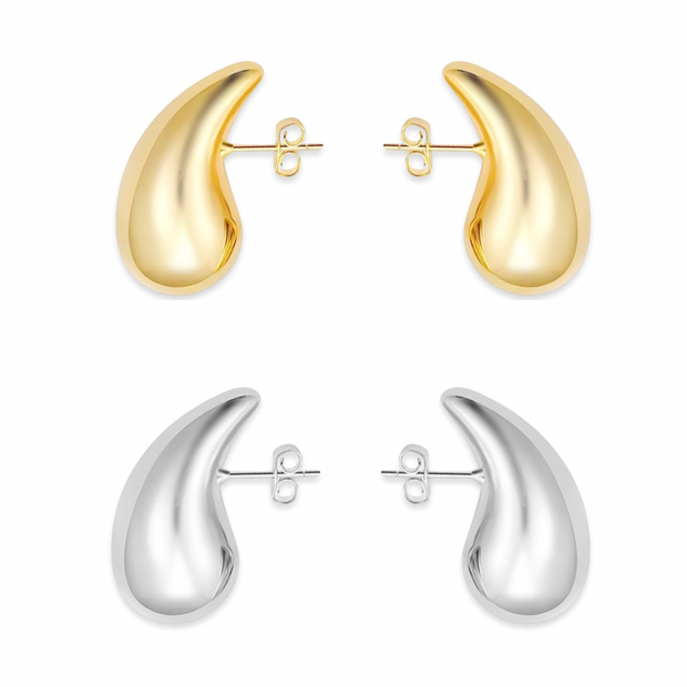 KIKICHIC 18k Gold Chunky Teardrop Stud Earrings, Silver Drop Studs Earrings, Raindrop Luxury Hoops, Large Bottega Stud Earrings Hypoallergenic, Gold Filled Bottega Veneta Earrings, Kylie Kendall Jenner Earrings.