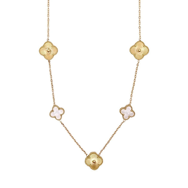 KIKICHIC | Multiple Five Mother of Pearl and Gold Clover Necklace