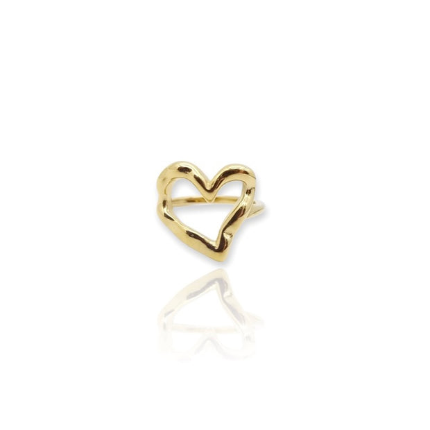 KIKICHIC Heart Shape Ring Stainless Steel, Romantic Heart Design Ring Gold, Stackable Valentines Ring Gold, Vintage Heart Silver, Modern Heart Ring Stacks, Waterproof Heart Gold Rings.
