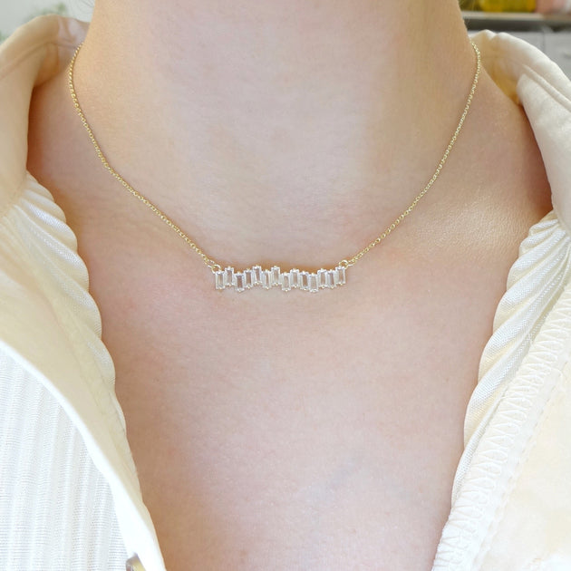 KIKICHIC | NYC | Black Diamond Baguette Tennis Choker Sterling Silver (925) in 18K Gold Silver