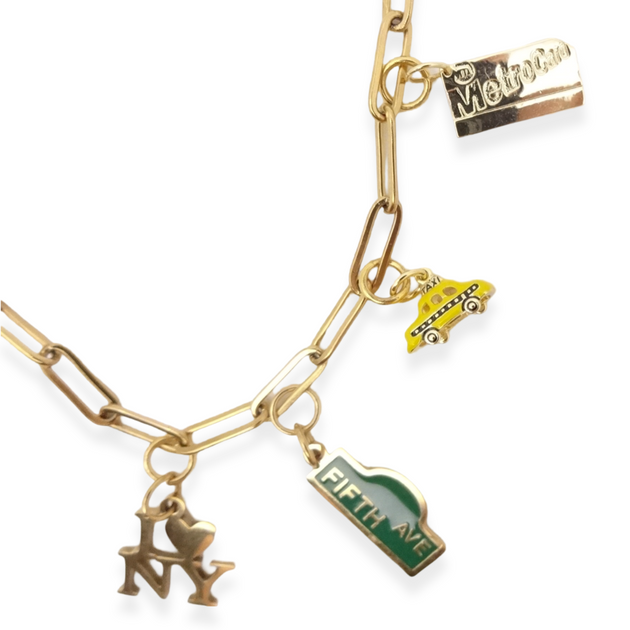 KIKICHIC | Gold New York City Charm Bracelet | Taxi Charm