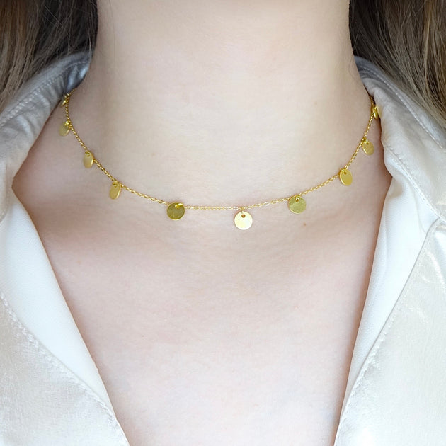 Dangling Discs Choker Necklace