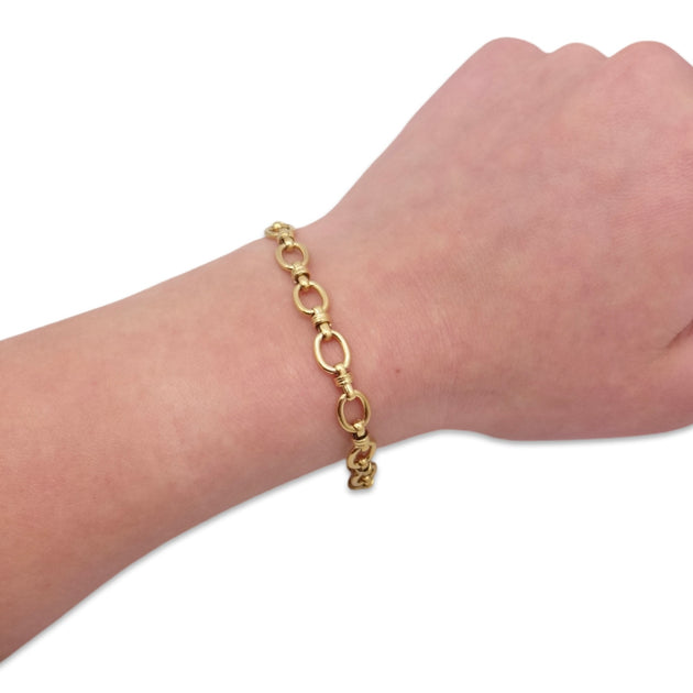 thick flat & oval chain bracelet 約23cm