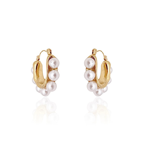 Gold Pearl Hoop Earrings, Large Pearl Earrings, Gold Pearl Medium Earrings, Modern Gold Hoop Earrings, Mother Of Pearl Hoop Earrings, Freshwater Pearl Hoop Earrings, Cute Pearl Earrings, Statement Pearl Earrings.