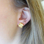 KIKICHIC 18k Gold Clover Leaf Stud Earrings, Alhambra Clover Stud Earrings, Four Clover Shape Earrings, Gold Clover Stud Earrings, Van Cleef Clover Stud Earrings, Designer Stud Earrings