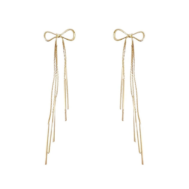 KIKICHIC | NYC | Long Dangle Bow Stud Earrings 14k Gold