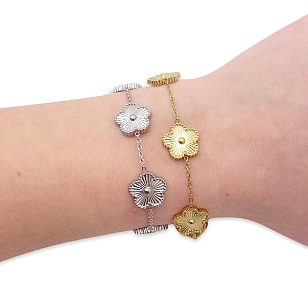KIKICHIC | Flower Leaf Bracelet in Silver and 14k Gold
