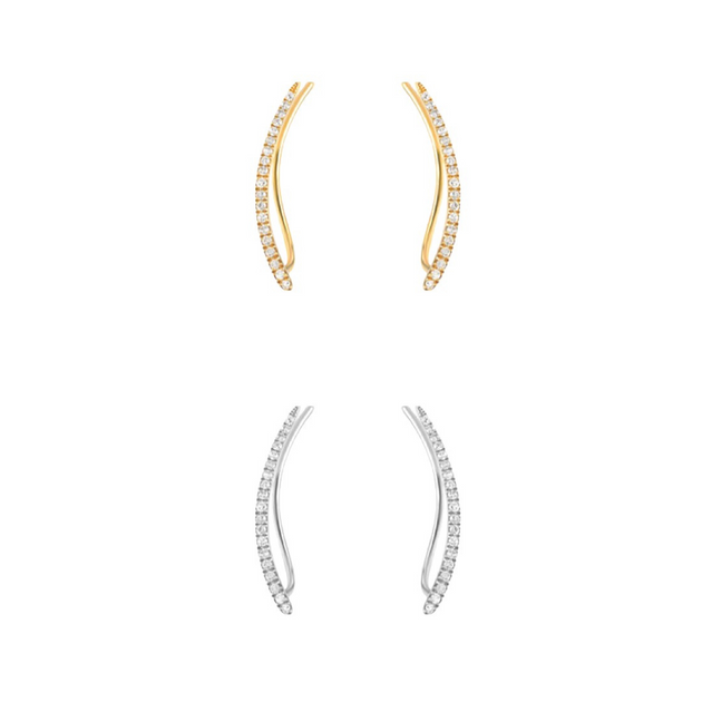 NYC | CZ Diamond Minimal Thin Crawler Ear Climber - KIKICHIC