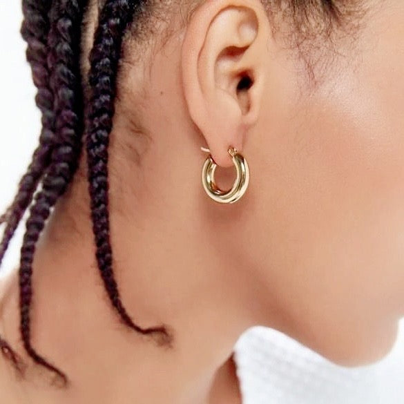 NYC | Small Thick Chunky 14k Gold Hoops Earrings - KIKICHIC