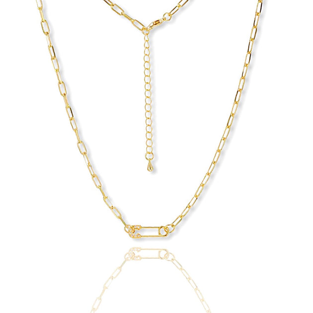 KIKICHIC | NYC | Gold CZ Diamond Safety Pin Design Paper Clip