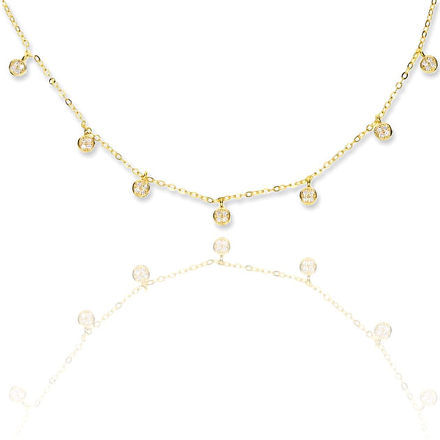 KIKICHIC | CZ Diamond Mini Disc Dangling Choker Necklace Sterling