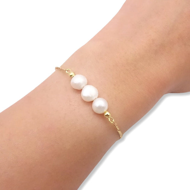 14K Gold Caged Pearl Bracelet / Pearl Bracelet / Gold Pearl Bracelet - Etsy