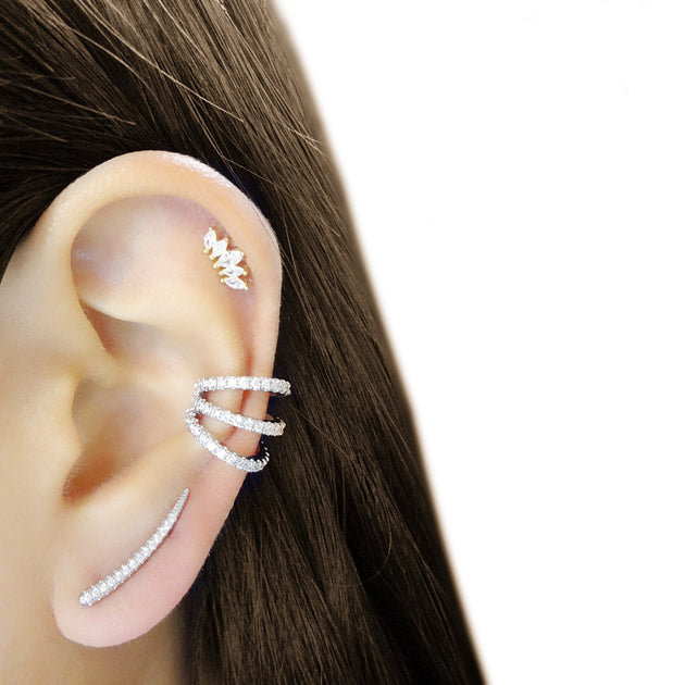 KIKICHIC | NYC | CZ Diamond Minimal Thin Crawler Ear Climber