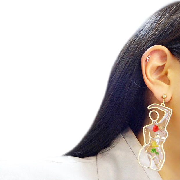 Women Shape Real Flowers Earrings