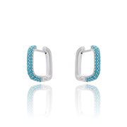 KIKICHIC Gold Filled CZ Turquoise Rectangle Hoop Earrings, Sterling Silver blue Pave Small Rectangle Hoop, Lightweight CZ Small Rectangle Hoops, Gold Polished Rectangle Hoop Earrings, Minimalist Modern Small Diamond Rectangle Hoop Earrings, Green Pave diamond small Paper Clip Earrings, Paper Clip Hoop Earrings, Small Diamond CZ Paper Clip Earrings.