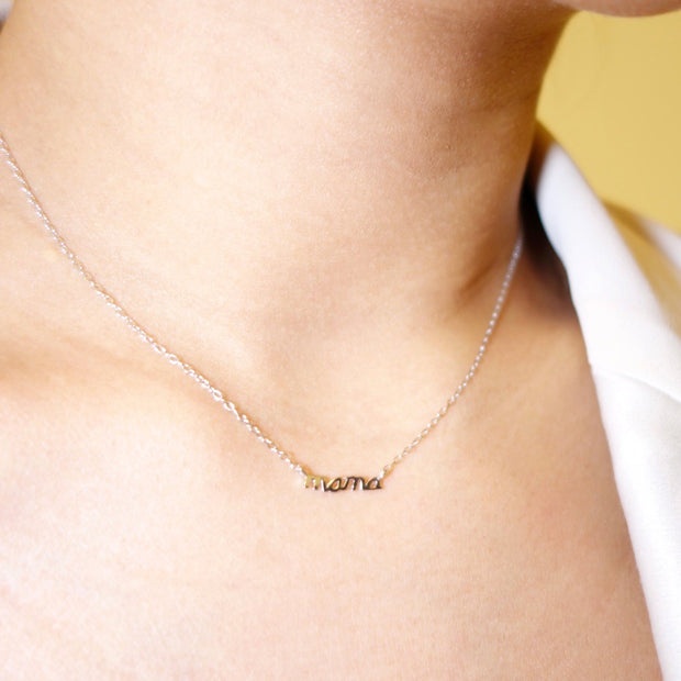 KIKICHIC Dainty Mother Necklace Sterling Silver, Gold Mama Necklace, Script MAMA Necklace, Dainty Mommy Necklace, Minimalist Mother Necklace, Mother's Day Necklace Silver, Motherhood Necklace Gold, MAMA Signature Necklace, 18k Gold Filled Mommy Necklace.