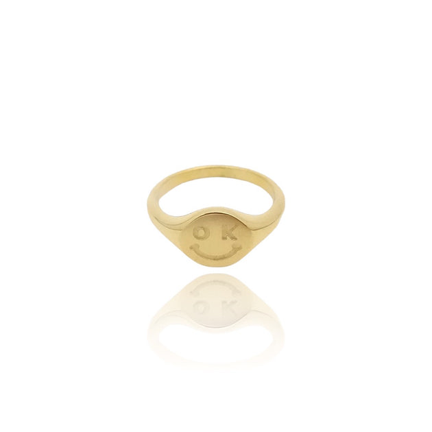 KIKICHIC | NYC | OK Happy Smiley Face Tik Tok Signet Ring