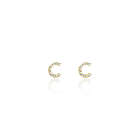 KIKICHIC Letter C Stud Earrings CZ Diamond Sterling Silver, Tiny Single Letter C Stud Earrings, White Gold CZ Diamond Initial C Stud Earrings, Small CZ Letter C Stud Earrings, CZ Pave Letter C Initial Name Stud Earrings, Name Initial C Earrings Small.