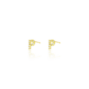KIKICHIC Letter P Stud Earrings CZ Diamond Sterling Silver, Tiny Single Letter P Stud Earrings, White Gold CZ Diamond Initial P Stud Earrings, Small CZ Letter P Stud Earrings, CZ Pave Letter P Initial Name Stud Earrings, Name Initial P Earrings Small.