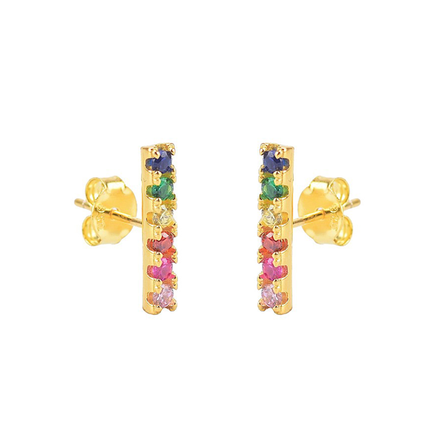 Love Lock Rainbow Color Zirconium Earrings Set