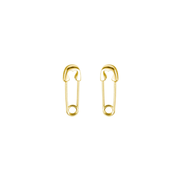 KIKICHIC | NYC | Small Gold Safety Pin Earrings with Heart Shape in Solid Sterling Silver (925)