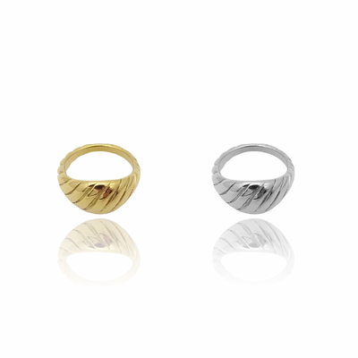 KIKICHIC Simple Croissant Ring Stainless Steel, Stack Croissant Design Ring 18k Gold, Stackable Thick Croissant Ring Gold, Chunky Croissant Minimalist Open Ring Adjustable 14k Gold, Simple bold Open White Gold Dome Croissant Ring Silver.