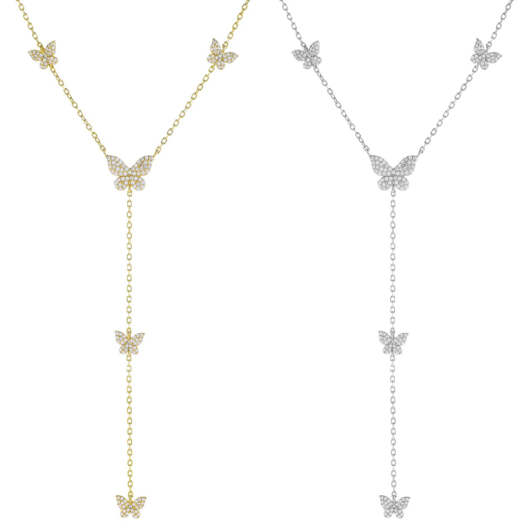 KIKICHIC | NYC | CZ Pave Butterflies Lariat Necklace