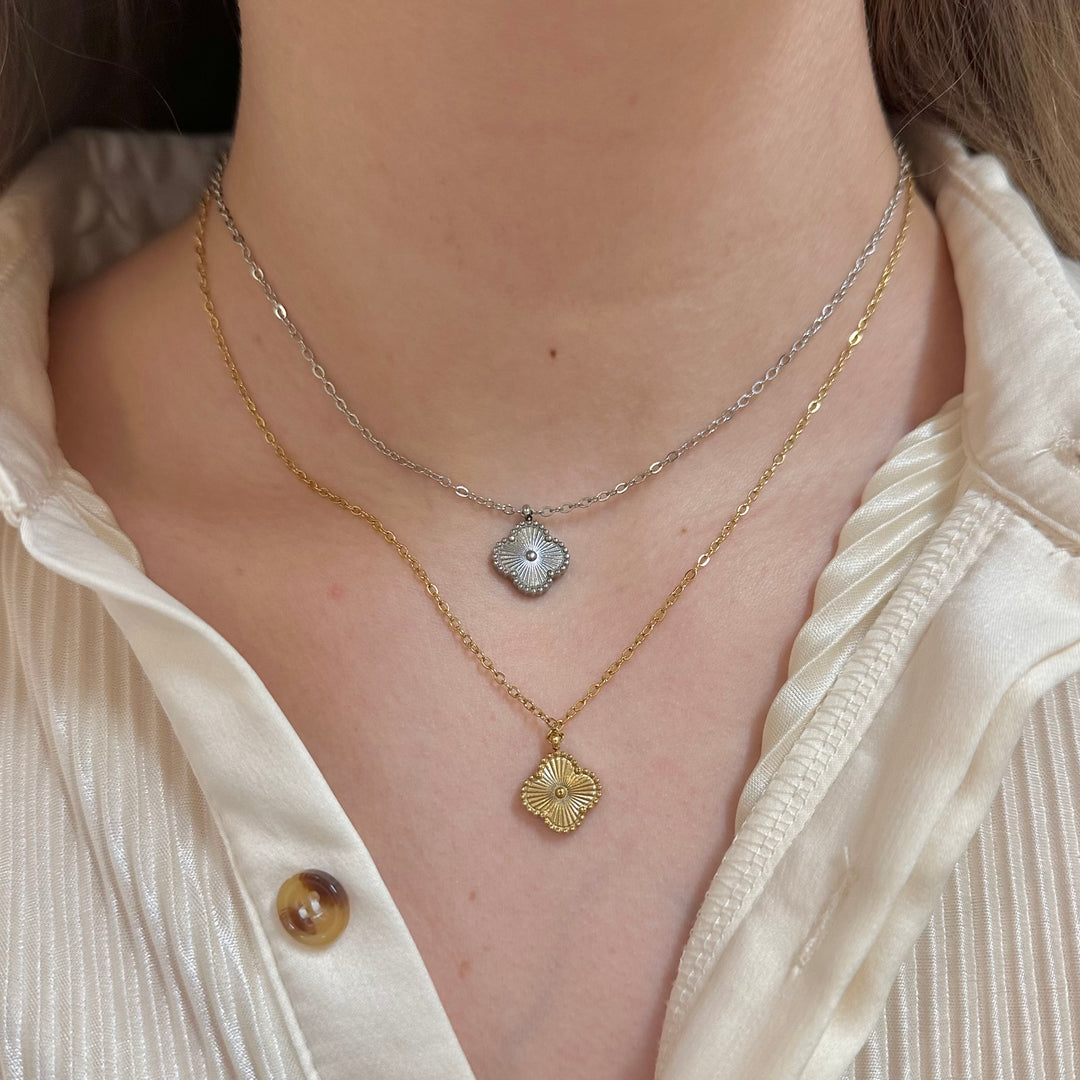 KIKICHIC | Small Gold Clover Leaf Necklace in 14k Gold and Silver