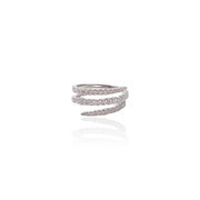 CZ Diamond Silver Spiral Ring Sterling Silver Plated, CZ Diamond Pave Stackable Rings, Cubic Zirconia Pave Modern Spiral Ring, CZ Silver Wrap Ring Adjustable, Spiral Designs CZ Open Ring Adjustable Sterling Silver (925), Spiral Crystal Ring, Dainty CZ Wrap Around Ring.