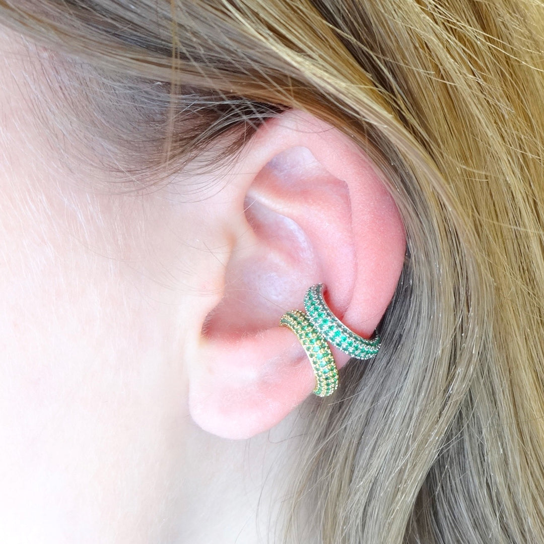 ④Bicolor Ear Cuff Ring【＃Casual】 （Multi） Luxtrada 12-Piece Earring Multiple Set: No-Piercing Ear Cuff