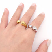 KIKICHIC Open Dome Ring Stainless Steel, Plain Open Dome Design Open Ring 14k Gold, Stackable Dimple Dome Ring Gold, Bubble Open Open Ring Adjustable 14k Gold, Chunky Bubble Domed Ring Silver, Modern Bean Domed Ring Stacks.