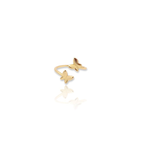KIKICHIC Simple Double Butterfly Ring, Gold Butterfly Solid Ring, Open Butterfly Ring, Summer Ring, Spring Ring, Cocktail Ring, Solid butterfly Ring, Adjustable butterfly ring, Silver butterfly ring.