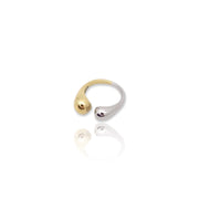KIKICHIC Two Tone Bold Dome Ring Stainless Steel, Stack Open Bubble Design Ring Gold, Stackable Cloud Open Ring Gold, Bubble Two Colors Minimalist Silver, Modern Small Domed Ring Stacks, Waterproof Chunky Gold Dome Bubble Rings.