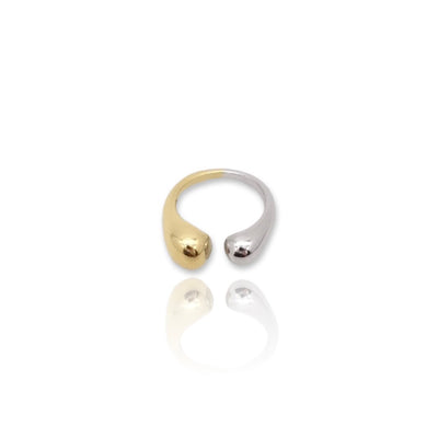 KIKICHIC Two Tone Bold Dome Ring Stainless Steel, Stack Open Bubble Design Ring Gold, Stackable Cloud Open Ring Gold, Bubble Two Colors Minimalist Silver, Modern Small Domed Ring Stacks, Waterproof Chunky Gold Dome Bubble Rings.