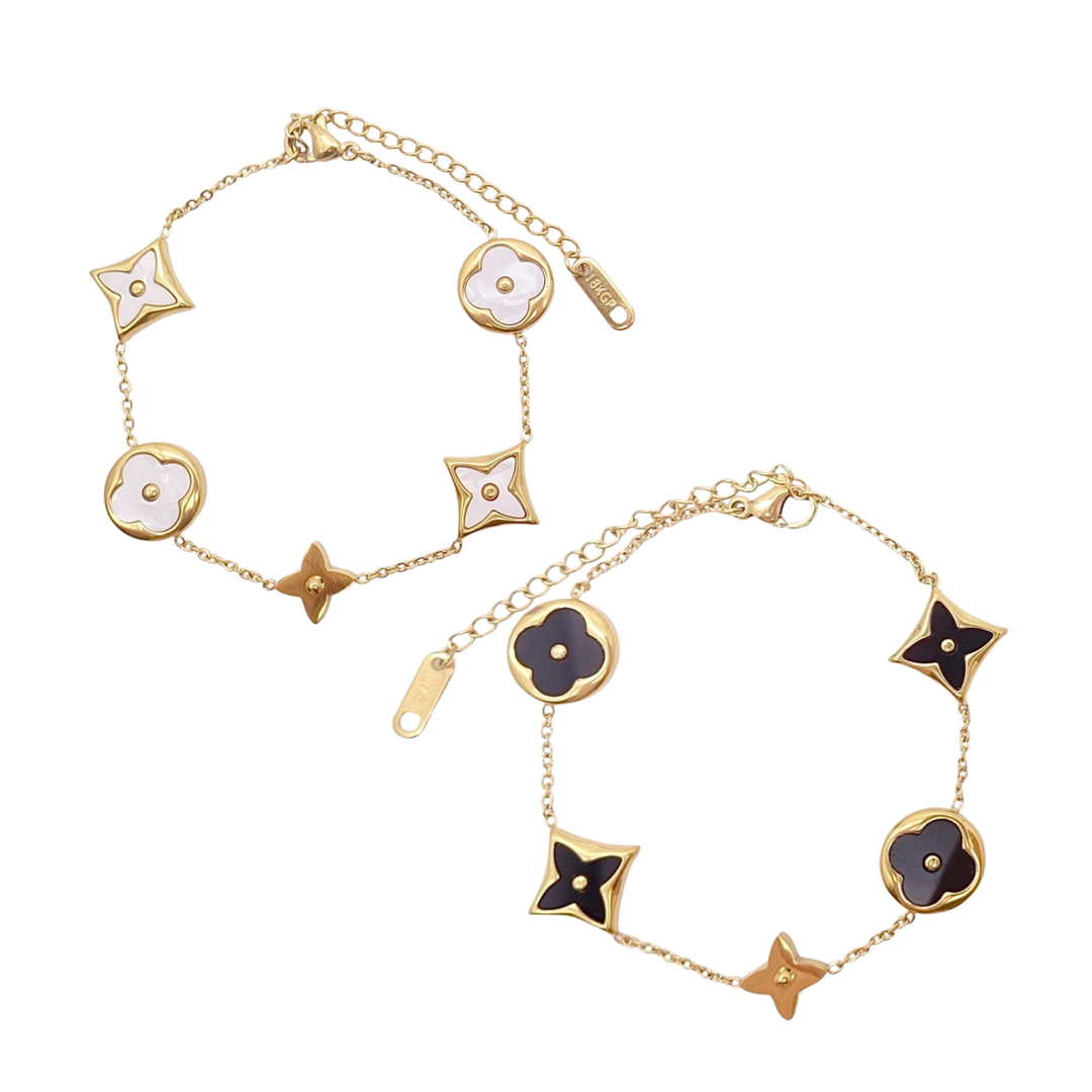 KIKICHIC | Gold Clover Multi Clover Charm Bracelet in White