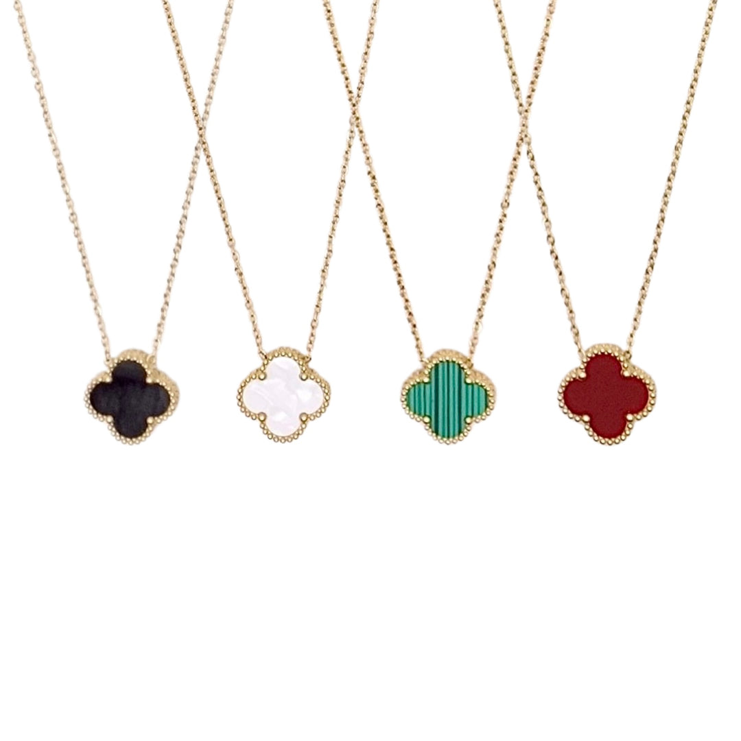 KIKICHIC | Small Clover Leaf Necklace in 14k White, Black, Red