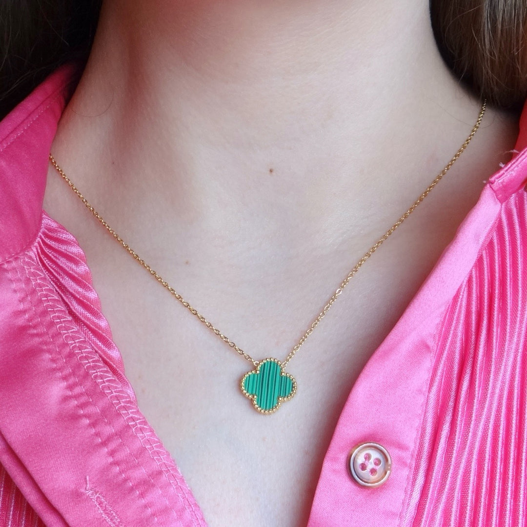 KIKICHIC | Small Clover Leaf Necklace in 14k White, Black, Red