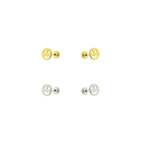 Cartilage Mini Smiley Face Yellow Gold Stud Earrings, 14k Gold Happy Face Tiny Earrings Tragus, Emoji Face Earrings Helix, 14k Gold Smiley Face Earrings Conch Everyday, Gold Smiley Face Flat Back Stud Earrings, Happy Face 14k Gold Flat Screw Back Stud Earrings. Silver Happy Face Tiny Earrings