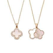 CZ Mother of Pearl Clover Necklace, CZ Clover and Pearl Necklace, Van Cleef Lucky Necklace, Clover Charm Pearl Necklace, Single Clover Mother of Pearl Necklace, MOP Clover Necklace, Lucky Charm Pearl Necklace.