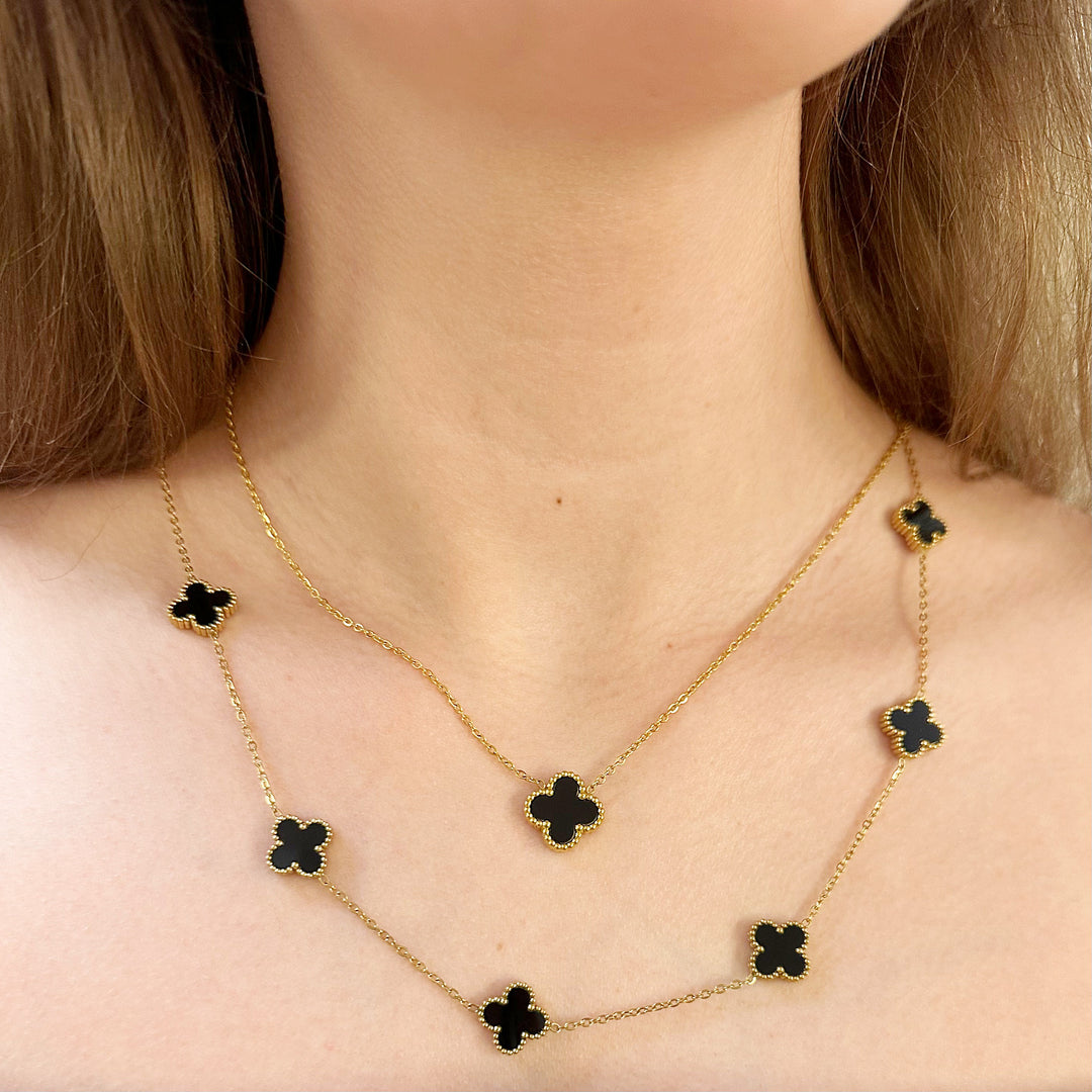 Black clover necklace, 10 motifs 2024 clover necklace