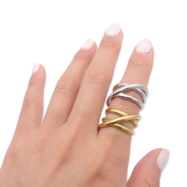Modern Wire Adjustable Ring. Multiple Strand Band Ring Sterling Silver (925), Wrap Layered Design Open Ring 18k Gold, Multiple Stackable Ring Gold, Wraparound Wide Open Ring Adjustable 18k Gold, Simple Adjustable Open Multi-Layer Statement Ring Silver, Modern Layered Strand Ring Stacks, Solid Sterling Thin Multi Lines Open Rings.