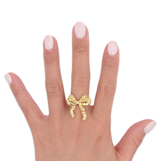 Bow Ribbon Ring Gold Sterling Silver, Bow Ribbon Ring Design Open Ring 14k Gold, Bow Ribbon Ring Adjustable Gold, Simple Adjustable Open Bow Ribbon Ring, Bow Ribbon Ring Open Ring Stacks, Coquette Rings. Girly Rings.