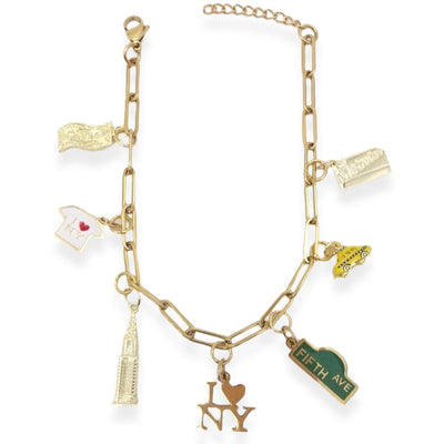 Gold New York Charm Bracelet