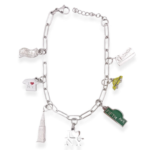 Silver New York Charm Bracelet