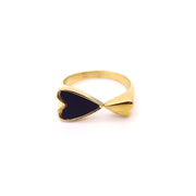 KIKICHIC Black Onyx Heart Shape Ring Stainless Steel, Romantic Black Heart Design Ring Gold, Stackable Valentines Ring Gold, Vintage Black Stone Heart Silver, Modern Natural Black Heart Ring Stacks, Waterproof Heart Gold Rings.