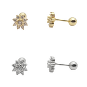 CZ Flower Diamond Screw Back Earrings