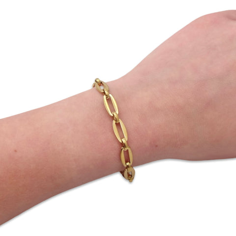 Gold Rectangle Paper Clip Chain Link bracelet, Gold Rectangle Paper Clip bracelet, Silver Rectangle Paper Clip Link Chain bracelet, Pendant Paper Clip Rectangle Link Chain bracelet Sterling Silver. 