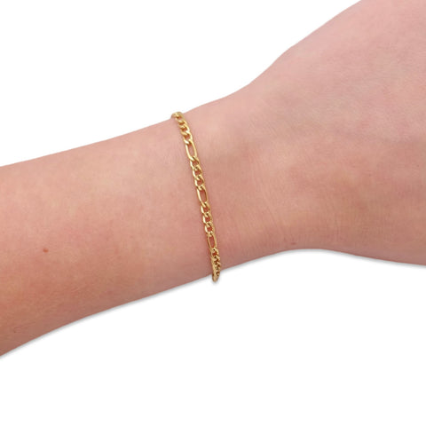 Gold Figaro Link Bracelet, Silver Medium Thin Figaro Chain Bracelet, Figaro Rectangle Link Chain Bracelet 14k Gold, Silver Simple Figaro Link Chain Bracelet, Thin Figaro Chain Gold Bracelet, Fine Figaro Rectangle 14k Gold Filled Bracelet.